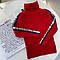 В'язаний светр гольф для хлопчика з білими лампасами Червоний 18003 Han eshow, Красный, Для девочек, Весна Осень, 11 , 6 лет, фото 2