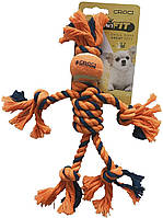 Іграшка для собак малих порід канатний чоловічок з м'ячем 25 см Croci (оранжева)