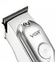 Акумуляторна Машинка Тример для стрижки волосся бороди вусів VGR V-071 зарядка type-c, фото 4