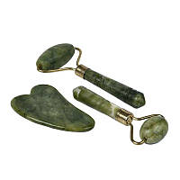 Масажний набір із натурального каменю JADE ROLLER SET H0007290 зелений