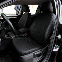 Чехлы на сиденья из экокожи Audi A4 B8, 8K 2007-2016 EMC-Elegant Коричневый + Черный, Коричневые Черный, Черные