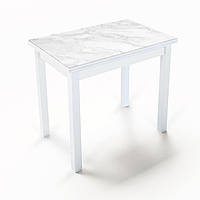 【Aileページ】 Стол обеденный Ажур ДСП Аляска белая стекло рисунок УФ 15265