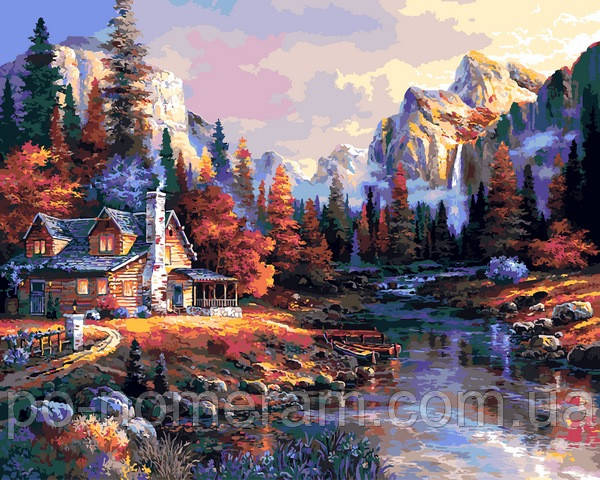 Розмальовка по номерах Babylon Будиночок в осінньому лісі (VPS1455) 50 х 65 см, фото 1