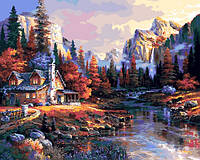 Акційна Картина за номерами Babylon Будиночок в осінньому лісі (VP1455) 40 х 50 см