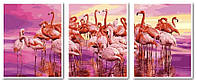 Картина по номерам Babylon Триптих Стая розовых фламинго (VPT058) 50 х 120 см