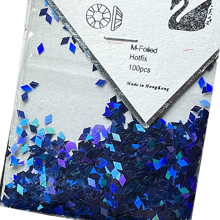 Ромби для декору 100 шт. сині голографічні, фото 1