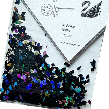 Ромби для декору 100 шт. чорні голографічні, фото 1