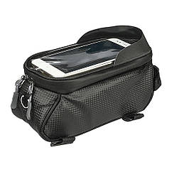 Вело-мото сумка м'яка з тримачем для телефона чорна