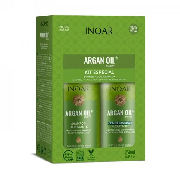 Набір шампунь+кондиціонер для комбінованого волосся Inoar Argan Oil Hidratante Kit, 2х250 мл