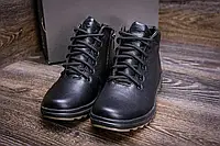 Высокие кожаные зимние мужские ботинки со шнуровки и молний