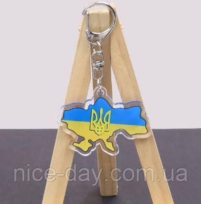 Брелок кліпс для рюкзака або сумки Карта України, фото 1