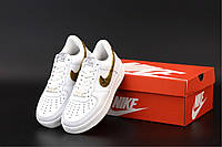 Мужские кроссовки Nike Air Force 1 White Snake (Белые) Найк Аир Форсы cо змеиным знаком низкие кожа демисезон