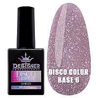 Светоотражающая база Disco color base для дизайна ногтей /Дизайнер, 9 мл. Светло-сиреневый №6