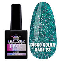 Светоотражающая база Disco color base для дизайна ногтей /Дизайнер, 9 мл. Изумрудный №23