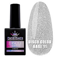 База світловідбивна для нігтів Disco color base Дизайнер Професіонал, 9 мл. Молочний  №11