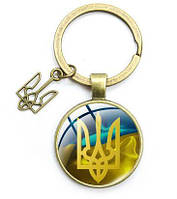 Брелок для ключей металлический Герб Украины огненный цвет бронза