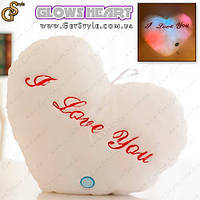 Подушка-ночник Сердце Glows Heart Pillow с батарейками