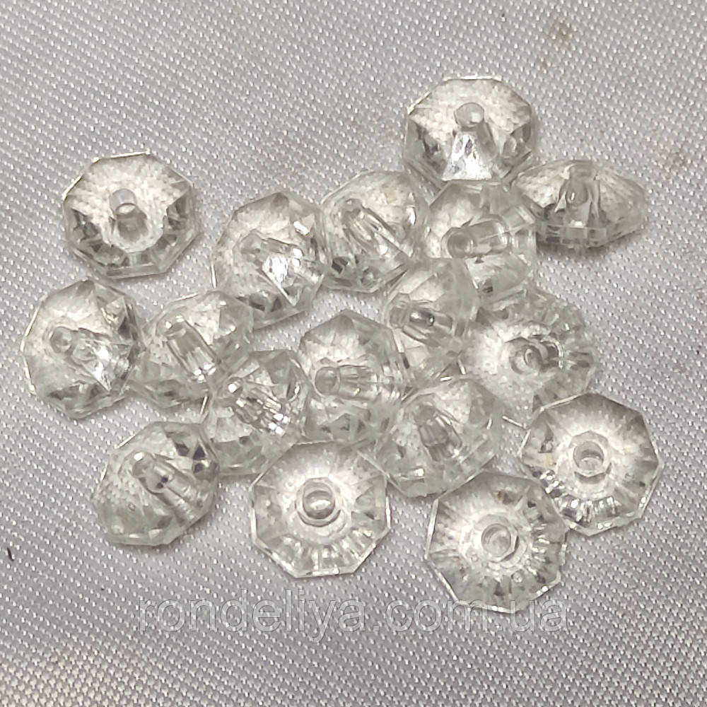 Намистини акрил прозорі "Восьмикутник" 8 мм Прозорий 50 г ~ 150 шт, фото 1