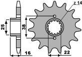 PBR ПЕРЕДНЯЯ ЗВЕЗДА 2050 14 18NC DUCATI 748/916/944/996/1000 (JTF740.14) (ЦЕПЬ. 525)/20501418NC