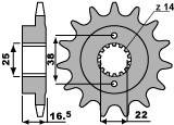 PBR ПЕРЕДНЯЯ ЗВЕЗДА 2205 15 18NC DUCATI 1000 MONSTER S2R 06-08 (JTF741.15) (ЦЕПЬ 525)/22051518NC