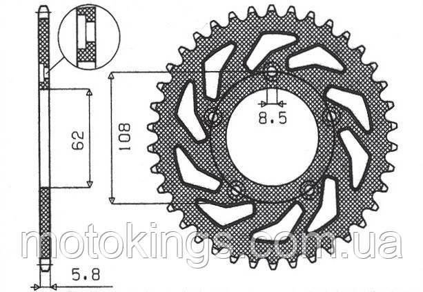SUNSTAR ЗВЕЗДА ЗАДНЯЯ 714 43 APRILIA RS 125 '93-'05 (JTR701.43)* (ЦЕПЬ 520) (71443JT)/SUN1-3100-43