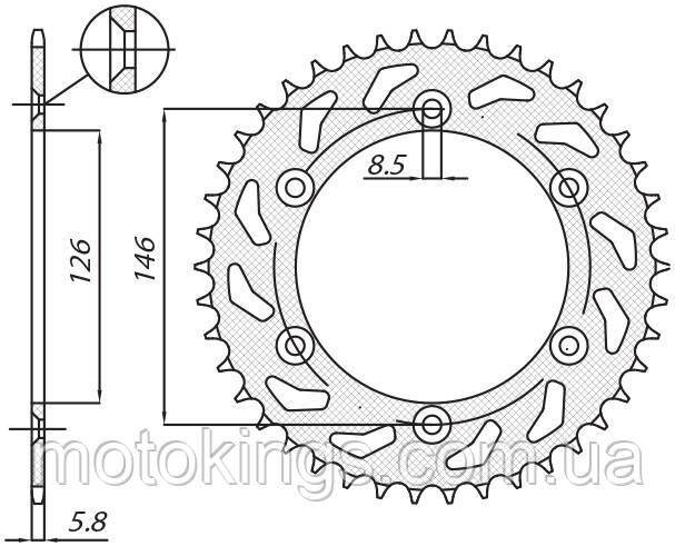 SUNSTAR ЗВЕЗДА ЗАДНЯЯ 808 49 SUZUKI RM/RMZ (JTR808.49) (ЦЕПЬ 520) (80849JT)/SUN1-3577-49