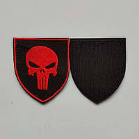 Шеврон Punisher, шеврон каратель, шеврон панишер (красный, красный кант) на липучке.