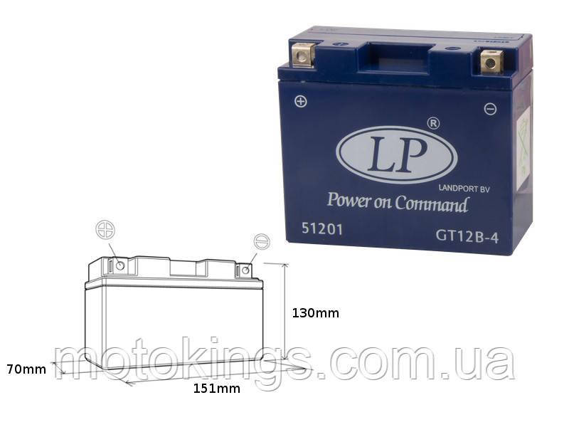 LANDPORT АКУМУЛЯТОР ГЕЛІВИЙ GT12B-4 12 V 11 AH 151X70X130 НЕОБСЛУЖИЙ (ЗАПОЛЕННИЙ)/GT12B4 L, фото 1