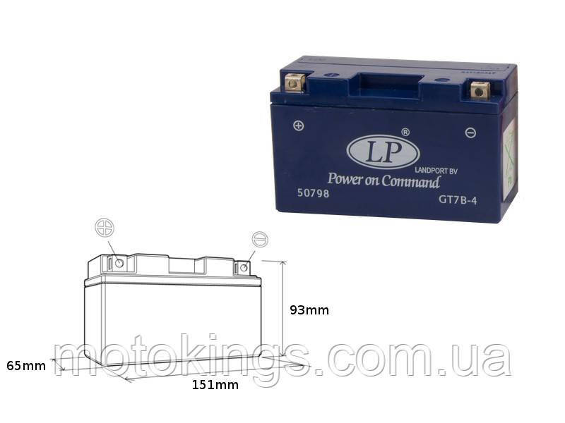 LANDPORT АККУМУЛЯТОР ГЕЛИЕВЫЙ GT7B-4 12V 8AH 148X64X90 НЕОБСЛУЖИВАЕМЫЙ (ЗАПОЛНЕННЫЙ)/GT7B4 L, фото 1