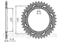 SUNSTAR ЗАДНЯЯ ЗВЕЗДА 491 43 KAWASAKI KLR 650C '95-'03 (JTR487.43) (ЦЕПЬ. 520)/SUN1-3532-43