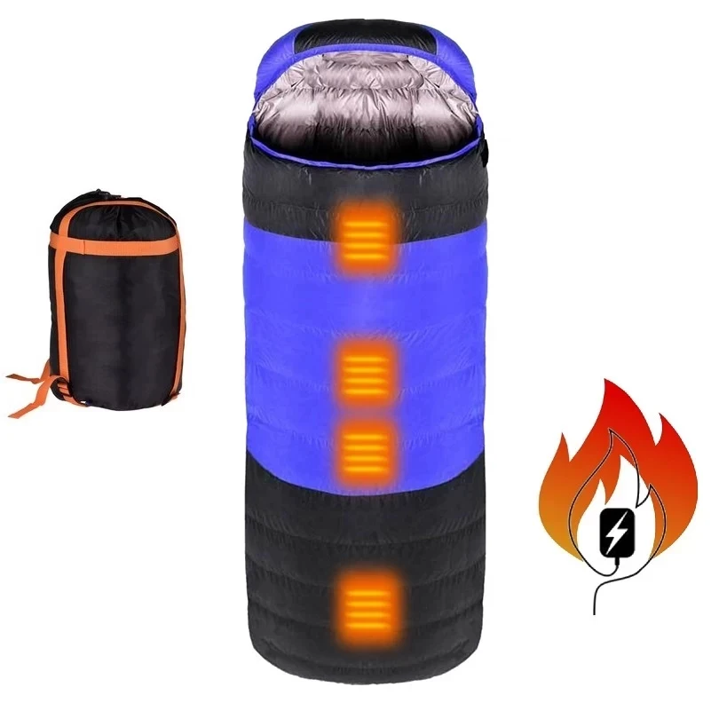 Спальник із підігрівом Folem S1, живлення від USB (PowerBank), Мішок 210×75 см, до -5 °C — Синій