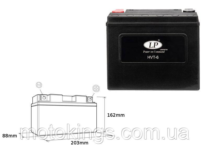 LANDPORT АККУМУЛЯТОР 12V 23AH 203X88X162 HEAVY V-TWIN/HVT-6, фото 1