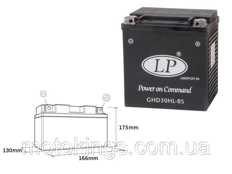 LANDPORT АККУМУЛЯТОР ŻELOWY GHD30H-3 12V 30AH 166X130X175 L/GHD30H3 L, фото 1