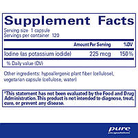 Pure Encapsulations Iodine (potassium iodide) / Йод калій йодид 225 мкг 120 капсул BX097, фото 3