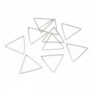 Конектор Трикутник, Латунь, Колір: Срібло, Розмір: 23.5x27x0.8мм, Внутрішній Розмір: 22x24мм, (10 шт)