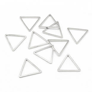 Конектор Трикутник, Латунь, Колір: Срібло 17.5x20x0.8мм, Внутрішній Розмір: 15.5x17.5мм, (10 шт)