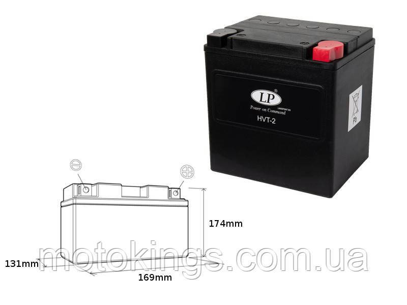 LANDPORT АКУМУЛЯТОР 12 V 30 AH 169X131X174 HEAVY V-TWIN НЕОБСЛУЖИЙ — ЗАХИСТИЙ /HVT-2, фото 1