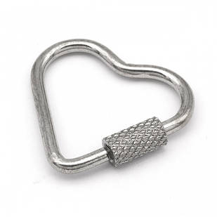 Карабін Неіржавка Сталь, Серце, Розмір: 22x24.5x4мм, Гвинт 7х4мм, (1шт)