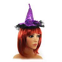 Шляпка на ободке Ведьмочки с кружевом (фиолетовая)