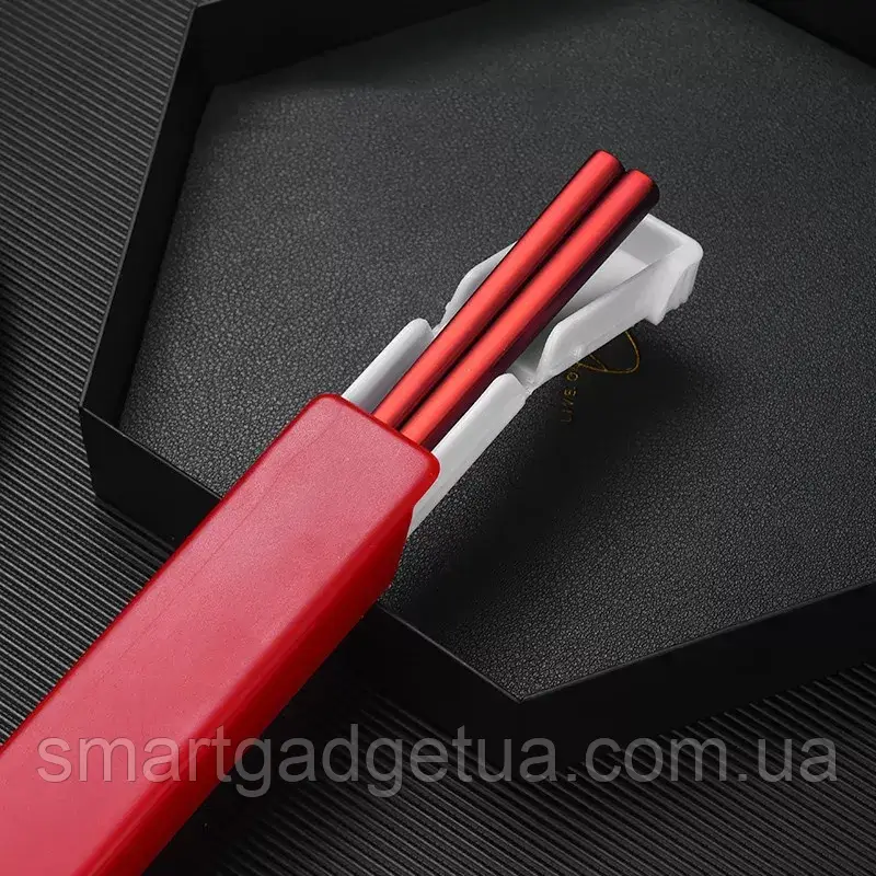 Преміум Китайські Японські Палички для їжі "Red" в комплекті з Кейсом багаторазові нержавіючі