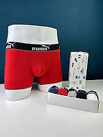 Набір труси боксери Puma, труси для чоловіків 5 шт. у подарунковому пакованні, чоловічі боксери 5 кольорів у коробці