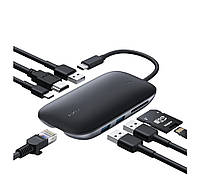 Aukey CB-C71 8-в-1 USB-C-концентратор потужністю 100 Вт з HDMI, USB-C, MicroSD, картою SD, портом Ethernet