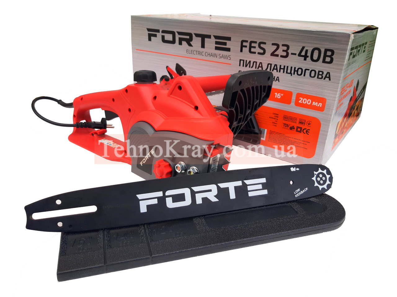 Електропила ланцюгова Forte FES23-40В | Потужність 2,3 кВт | Шина 40 см | Бічний двигун