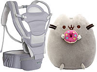 Хипсит, Эрго-рюкзак, кенгуру переноска Baby Carrier 6 в 1 Серий и Пушин кэт Pusheen cat с пончиком (n-9710)