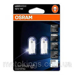 OSRAM ЛАМПОЧКА LED RIVING COOL WHITE 6000K 1W 12V W2.1X9.5D W5W (КОМПЛ. 2ШТ. )/2850CW-02B