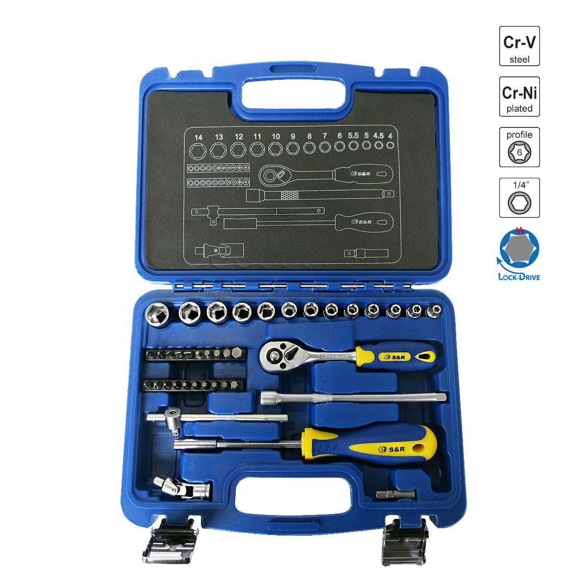 Набір торцевих головок S&R 39 предметів, 1/4" (460322039)