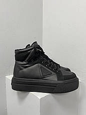 Жіночі кросівки Prada Macro Re-Nylon And Brushed Leather High-top Sneakers, фото 2