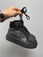 Жіночі кросівки Prada Macro Re-Nylon And Brushed Leather High-top Sneakers, фото 3