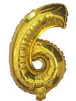 Воздушный шар фольгированный золотой цифра "6" 100 см (1 шт в упаковке) (1 пачка)