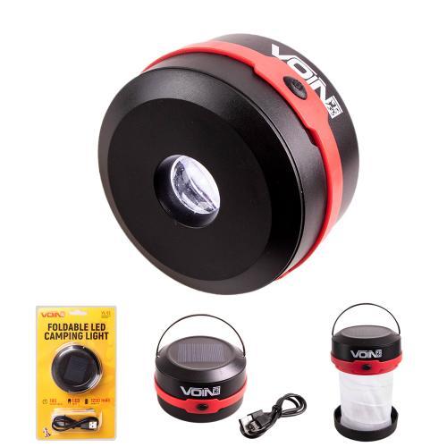 Ліхтар для кемпінгу VOIN VL-53, 3W XPE/Power Bank1200mAh/сон. панель/складний, фото 1